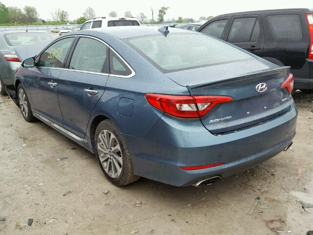 5NPE34AF2FH093655 - 2015 HYUNDAI SONATA SPO BLUE photo 3