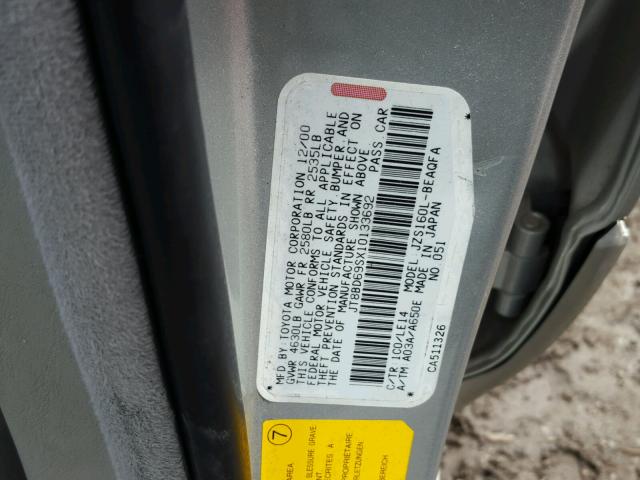 JT8BD69SX10133692 - 2001 LEXUS GS 300 GRAY photo 10