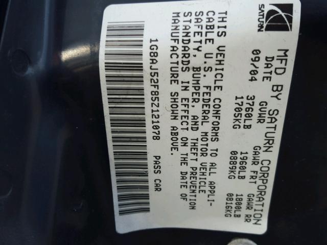 1G8AJ52F85Z121078 - 2005 SATURN ION LEVEL ოქროსფერი ფოტო 10