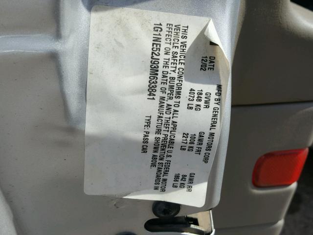 1G1NE52J93M633841 - 2003 CHEVROLET MALIBU LS ვერცხლისფერი ფოტო 10