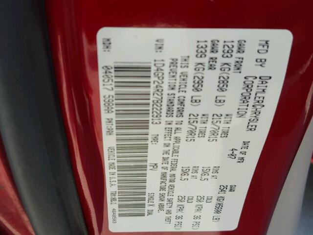 1D4GP24R27B222913 - 2007 DODGE GRAND CARA RED photo 10