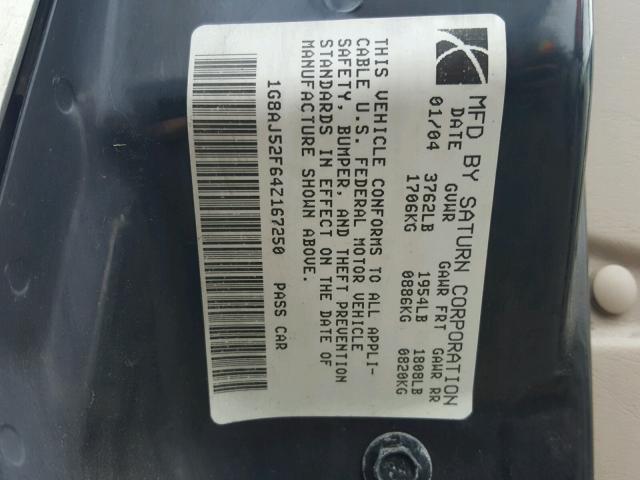 1G8AJ52F64Z167250 - 2004 SATURN ION LEVEL BROWN photo 10
