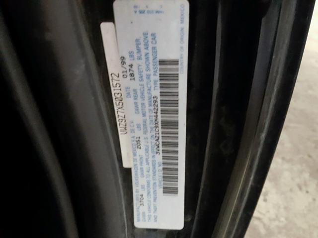 3VWCA21C9XM442293 - 1999 VOLKSWAGEN NEW BEETLE 黑色 照片 10