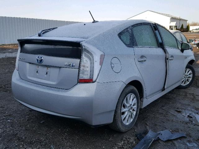 JTDKN3DP5C3020671 - 2012 TOYOTA PRIUS PLUG SILVER photo 4