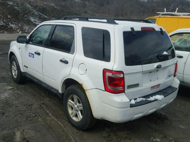 1FMCU59H18KB12549 - 2008 FORD ESCAPE HEV WHITE photo 3