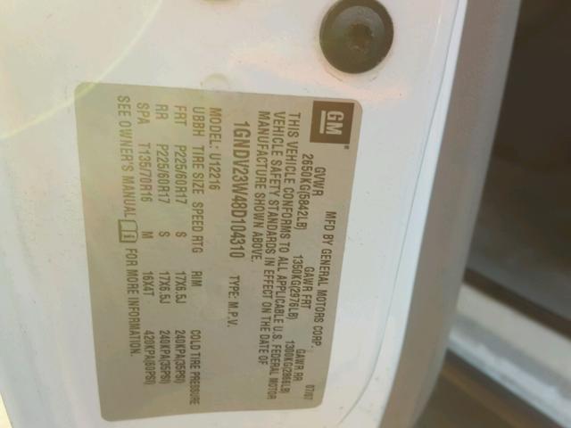 1GNDV23W48D104310 - 2008 CHEVROLET UPLANDER L 白色 照片 10