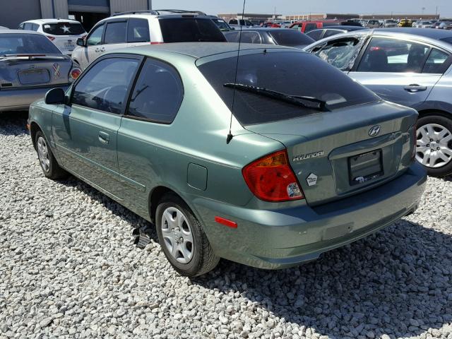 KMHCG35C45U332077 - 2005 HYUNDAI ACCENT GS GREEN photo 3