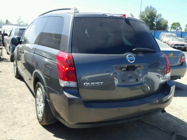 5N1BV28U15N104581 - 2005 NISSAN QUEST S GRAY photo 3