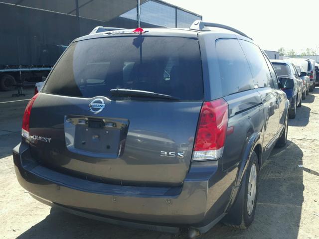 5N1BV28U15N104581 - 2005 NISSAN QUEST S GRAY photo 4