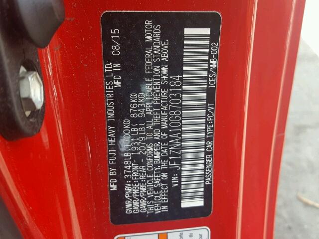 JF1ZNAA10G8703184 - 2016 TOYOTA SCION FR-S წითელი ფოტო 10