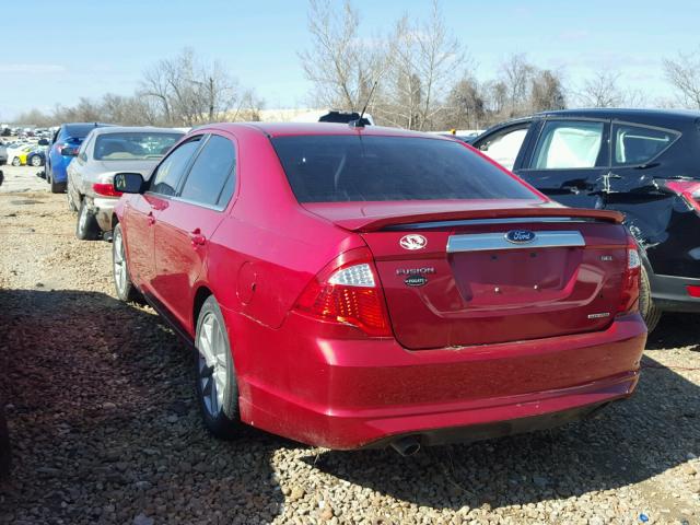 3FAHP0JG3CR335015 - 2012 FORD FUSION SEL RED photo 3