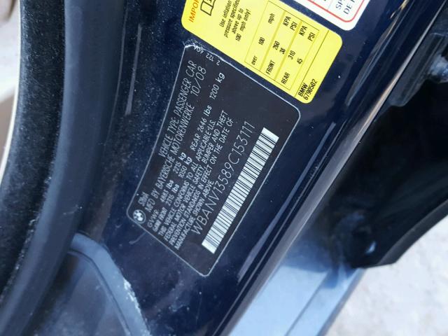 WBANV13589C153111 - 2009 BMW 528 XI BLACK photo 10