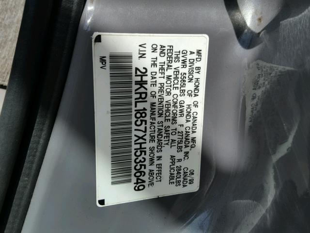 2HKRL1857XH535649 - 1999 HONDA ODYSSEY LX GRAY photo 10