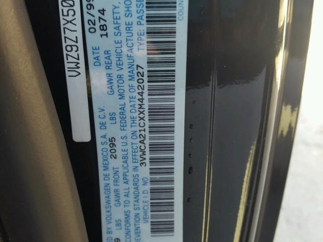 3VWCA21CXXM442027 - 1999 VOLKSWAGEN NEW BEETLE 黑色 照片 10