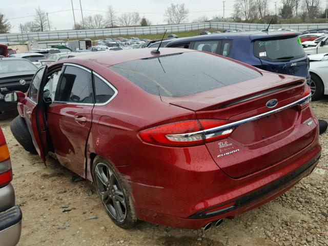 3FA6P0VP3HR194472 - 2017 FORD FUSION SPO RED photo 3