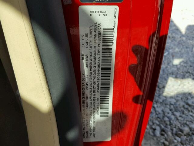 3VWRW31C66M405346 - 2006 VOLKSWAGEN NEW BEETLE 红色 照片 10