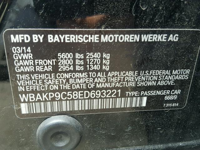 WBAKP9C58ED693221 - 2014 BMW 550 XI BLACK photo 10