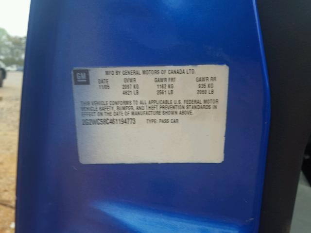 2G2WC58C461194773 - 2006 PONTIAC GRAND PRIX 蓝色 照片 10