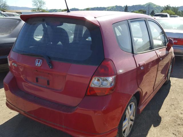 JHMGD38627S064616 - 2007 HONDA FIT S RED photo 4