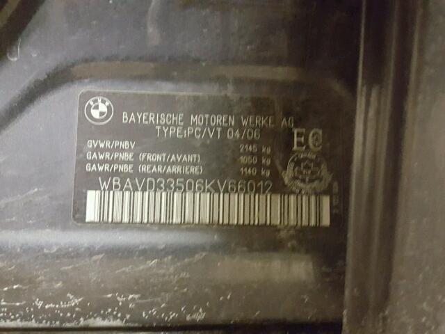 WBAVD33506KV66012 - 2006 BMW 330 XI GRAY photo 10