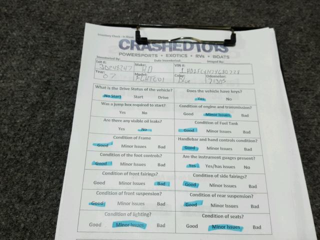 1HD1FC4147Y680728 - 2007 HARLEY-DAVIDSON FLHTCUI Көк фото 20