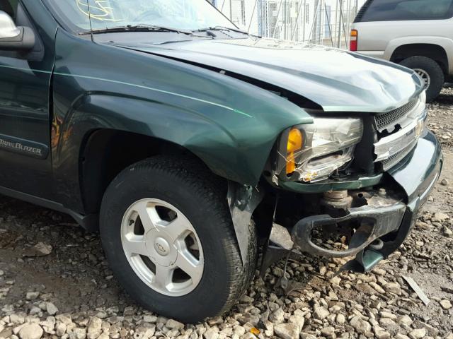 1GNDT13S022244709 - 2002 CHEVROLET TRAILBLAZE GREEN photo 9