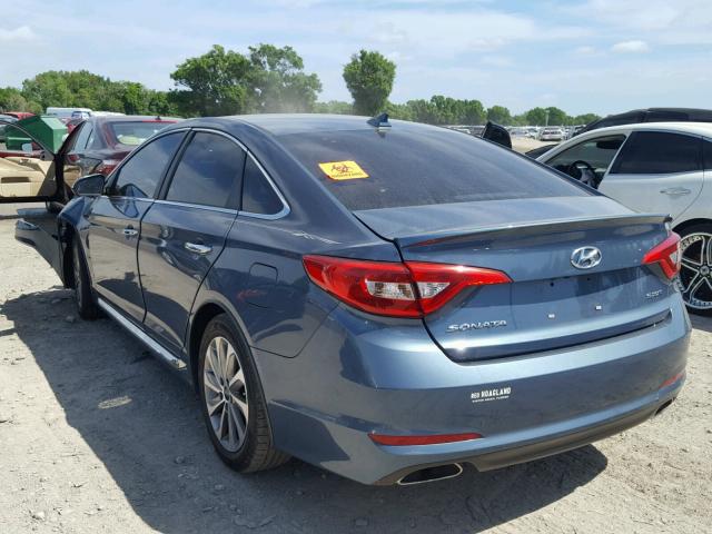 5NPE34AFXFH050519 - 2015 HYUNDAI SONATA SPO BLUE photo 3