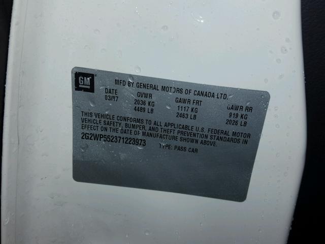 2G2WP552371223973 - 2007 PONTIAC GRAND PRIX WHITE photo 10