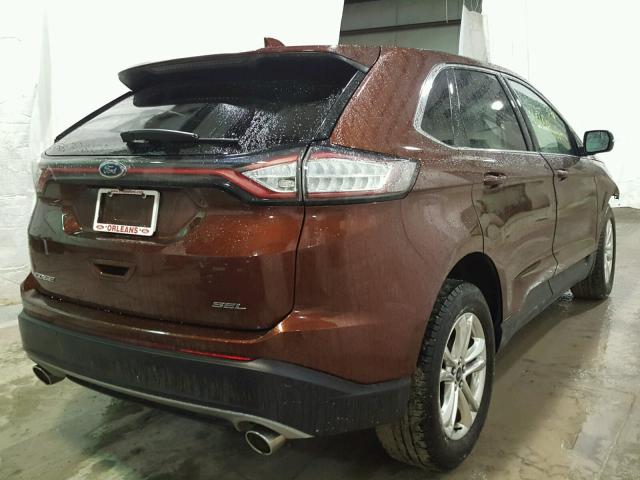 2FMTK3J8XFBB25507 - 2015 FORD EDGE SEL RED photo 4