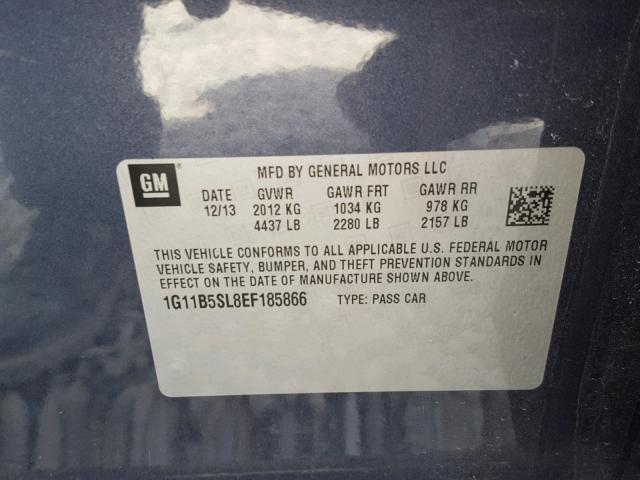 1G11B5SL8EF185866 - 2014 CHEVROLET MALIBU LS ლურჯი ფოტო 10