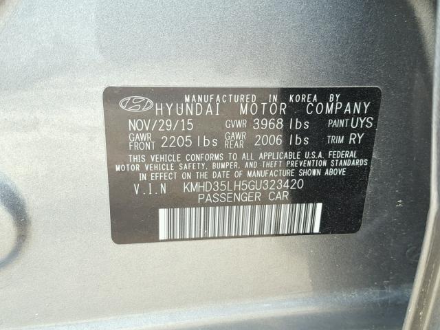 KMHD35LH5GU323420 - 2016 HYUNDAI ELANTRA GT GRAY photo 10