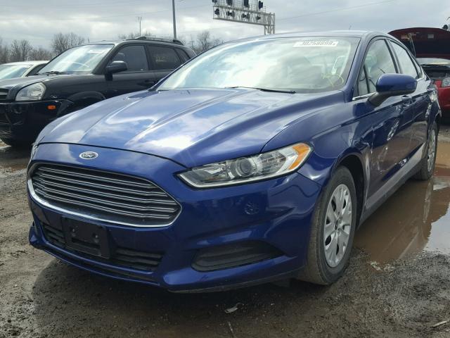 3FA6P0G73ER388475 - 2014 FORD FUSION S BLUE photo 2