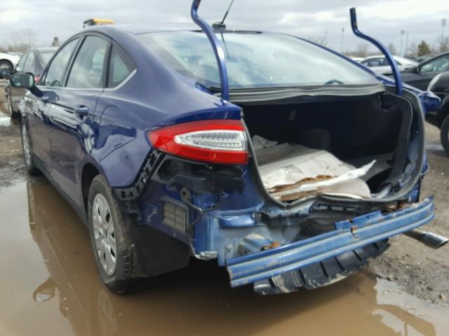 3FA6P0G73ER388475 - 2014 FORD FUSION S BLUE photo 3