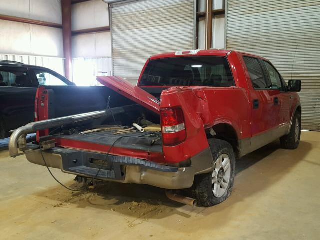 1FTPW12534KB85165 - 2004 FORD F150 2WD RED photo 4