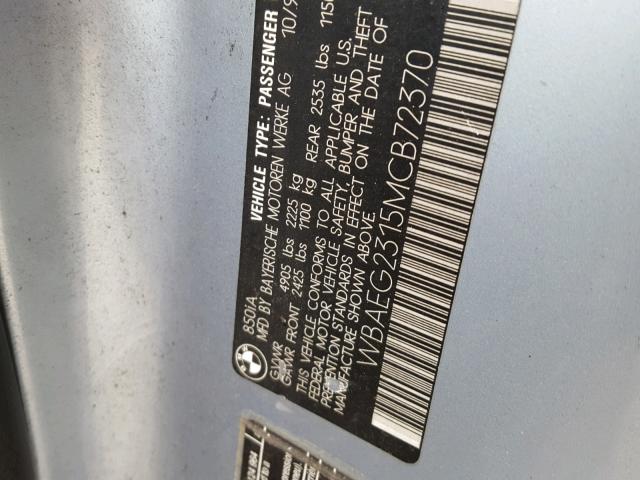 WBAEG2315MCB72370 - 1991 BMW 850 I AUTO BLUE photo 10