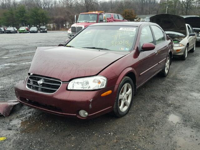 JN1CA31A71T106306 - 2001 NISSAN MAXIMA GXE BURGUNDY photo 2