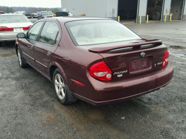 JN1CA31A71T106306 - 2001 NISSAN MAXIMA GXE BURGUNDY photo 3