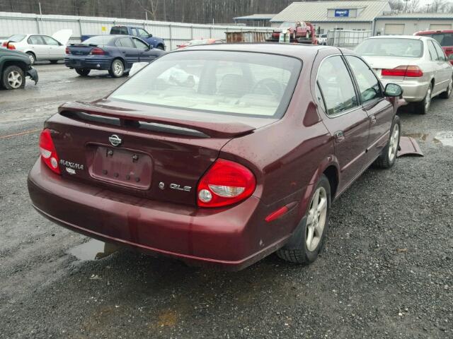 JN1CA31A71T106306 - 2001 NISSAN MAXIMA GXE BURGUNDY photo 4