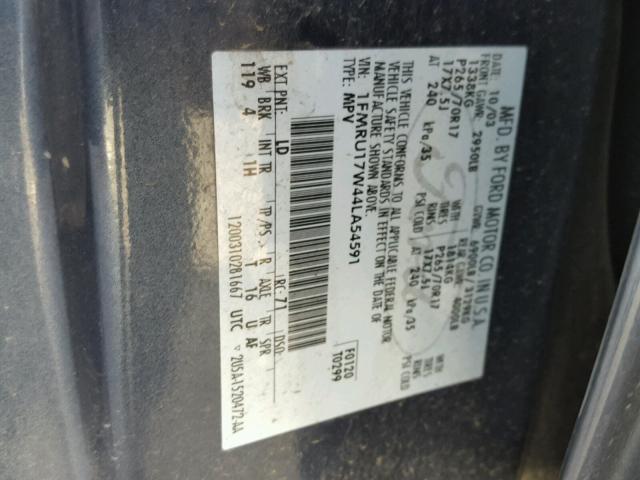 1FMRU17W44LA54591 - 2004 FORD EXPEDITION BLUE photo 10