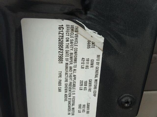 1G1ZT52895F279881 - 2005 CHEVROLET MALIBU LS 灰色 照片 10