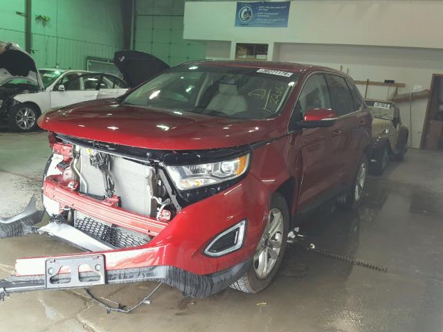 2FMTK4J93FBB92206 - 2015 FORD EDGE SEL RED photo 2