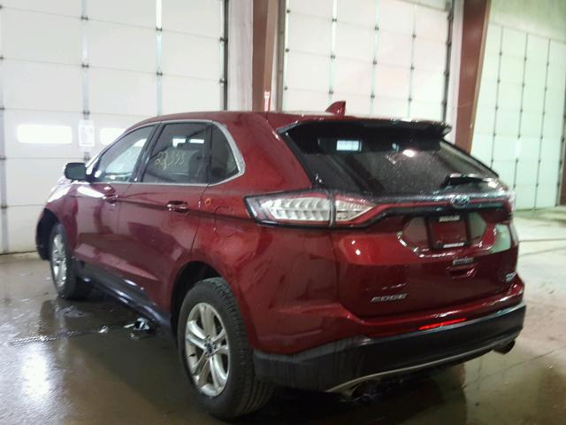 2FMTK4J93FBB92206 - 2015 FORD EDGE SEL RED photo 3