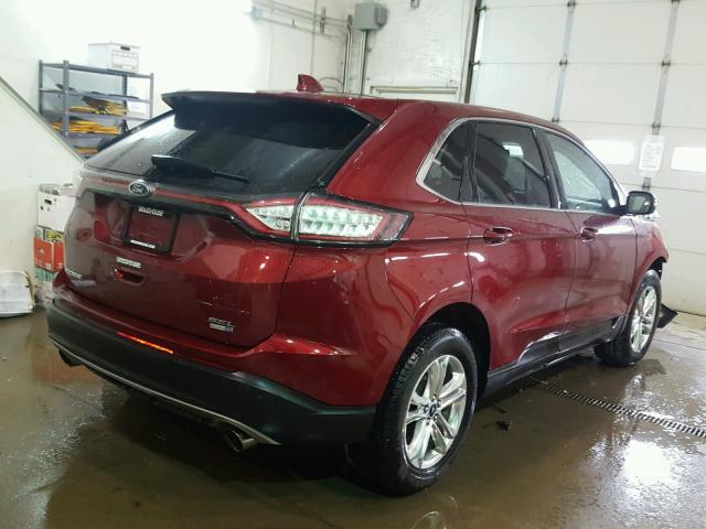 2FMTK4J93FBB92206 - 2015 FORD EDGE SEL RED photo 4