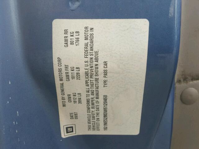 1G1NE52M3W6120460 - 1998 CHEVROLET MALIBU LS ლურჯი ფოტო 10