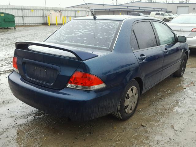 JA3AJ26E04U054539 - 2004 MITSUBISHI LANCER ES BLUE photo 4