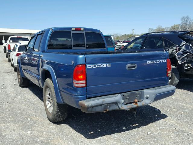 1D7HL38K04S729715 - 2004 DODGE DAKOTA QUA BLUE photo 3