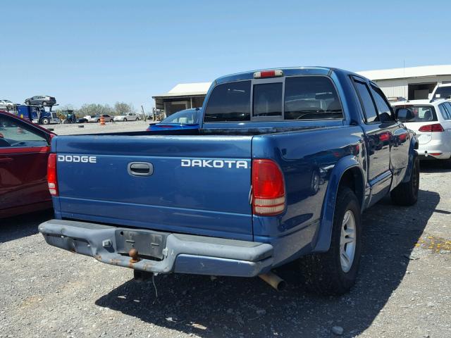 1D7HL38K04S729715 - 2004 DODGE DAKOTA QUA BLUE photo 4