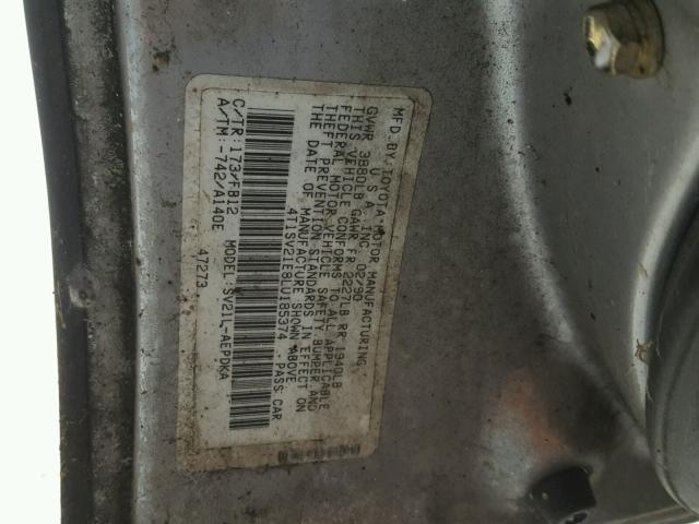 4T1SV21E8LU185374 - 1990 TOYOTA CAMRY DLX SILVER photo 10