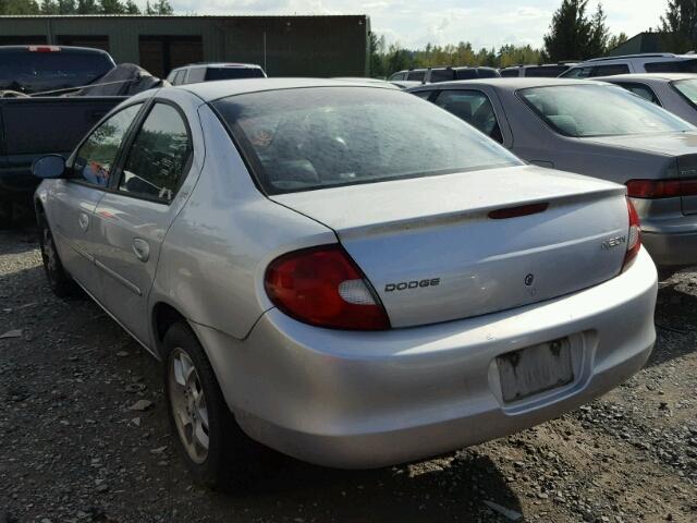 1B3ES46C21D151717 - 2001 DODGE NEON SE SILVER photo 3