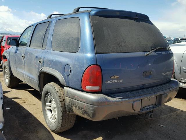 1B4HS38N22F207663 - 2002 DODGE DURANGO SP BLUE photo 3